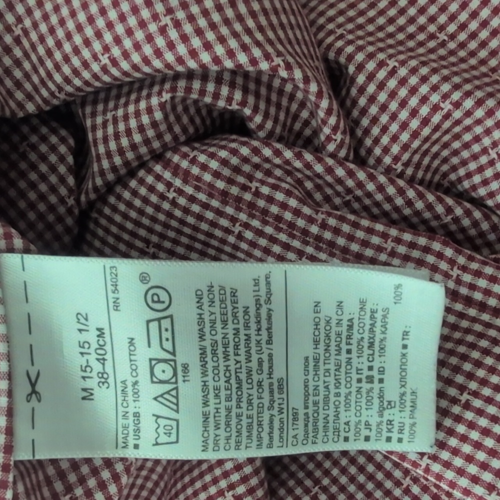 Banana Republic Grant Fit Non Iron Red White Checked Dress Shirt Medium - Picture 5 of 5